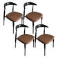 Contemporary PU Leather Side Chair Open Back Stackable Dining Chair Brown-Black 4 Piece Set Clearhalo 'Dining Chairs' 'Dining Tables & Seating' 'dining_chair' 'furn' 'furn_dining_chair' 'Furniture' 'furniture_dining_chair' 'Kitchen & Dining Furniture' 4955193