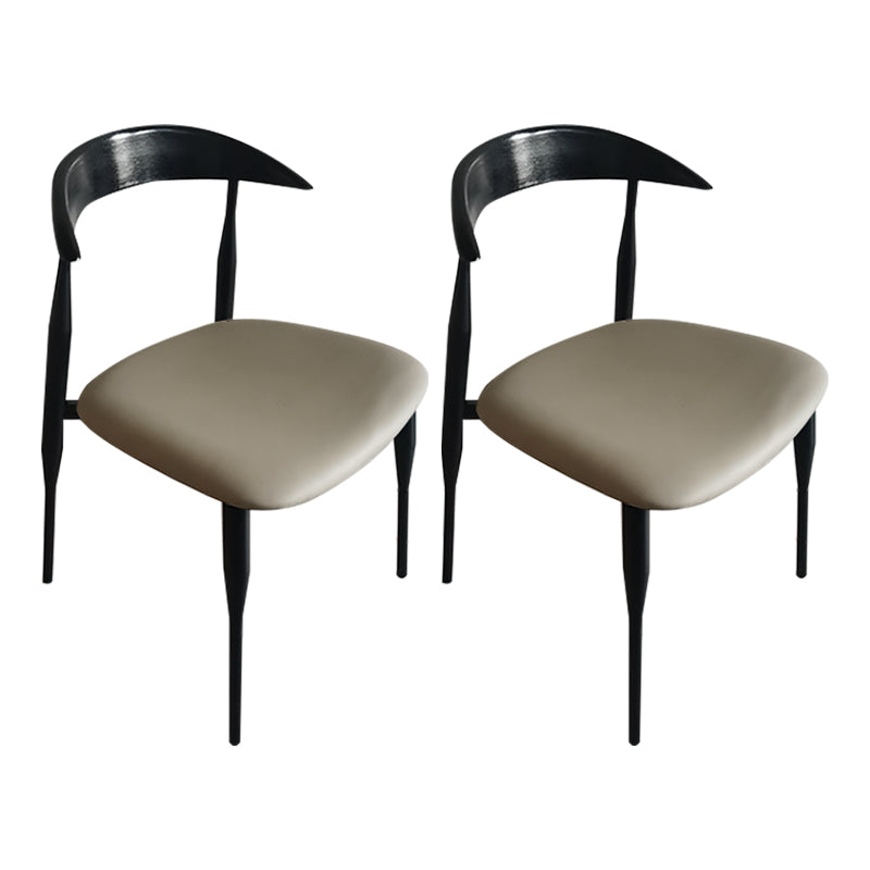 Contemporary PU Leather Side Chair Open Back Stackable Dining Chair Black-Gray 2 Piece Set Clearhalo 'Dining Chairs' 'Dining Tables & Seating' 'dining_chair' 'furn' 'furn_dining_chair' 'Furniture' 'furniture_dining_chair' 'Kitchen & Dining Furniture' 4955194