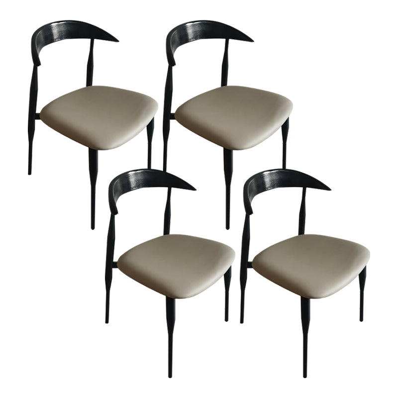 Contemporary PU Leather Side Chair Open Back Stackable Dining Chair Black-Gray 4 Piece Set Clearhalo 'Dining Chairs' 'Dining Tables & Seating' 'dining_chair' 'furn' 'furn_dining_chair' 'Furniture' 'furniture_dining_chair' 'Kitchen & Dining Furniture' 4955195