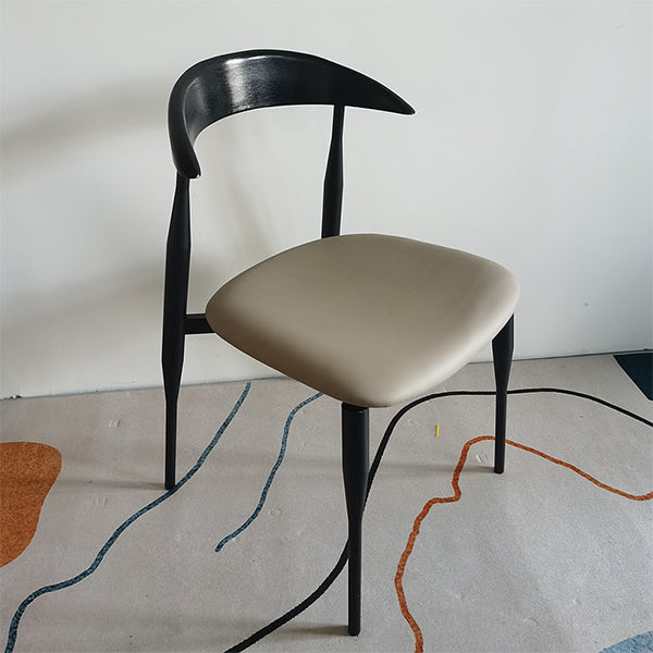 Contemporary PU Leather Side Chair Open Back Stackable Dining Chair Black-Gray 1 Piece Clearhalo 'Dining Chairs' 'Dining Tables & Seating' 'dining_chair' 'furn' 'furn_dining_chair' 'Furniture' 'furniture_dining_chair' 'Kitchen & Dining Furniture' 4955196