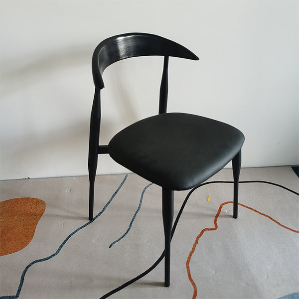 Contemporary PU Leather Side Chair Open Back Stackable Dining Chair Black 1 Piece Clearhalo 'Dining Chairs' 'Dining Tables & Seating' 'dining_chair' 'furn' 'furn_dining_chair' 'Furniture' 'furniture_dining_chair' 'Kitchen & Dining Furniture' 4955198