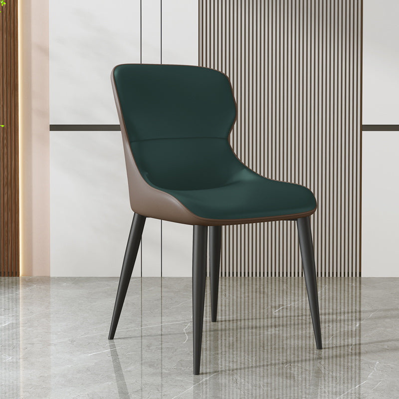 Modern Dining Room Chairs Armless Leather Dining Chairs for Home Blackish Green 1 Piece Clearhalo 'Dining Chairs' 'Dining Tables & Seating' 'dining_chair' 'furn' 'furn_dining_chair' 'Furniture' 'furniture_dining_chair' 'Kitchen & Dining Furniture' 4955201