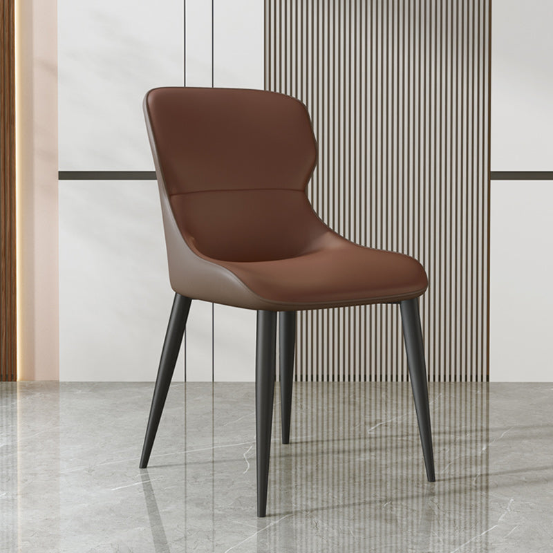 Modern Dining Room Chairs Armless Leather Dining Chairs for Home Dark Brown 1 Piece Clearhalo 'Dining Chairs' 'Dining Tables & Seating' 'dining_chair' 'furn' 'furn_dining_chair' 'Furniture' 'furniture_dining_chair' 'Kitchen & Dining Furniture' 4955202