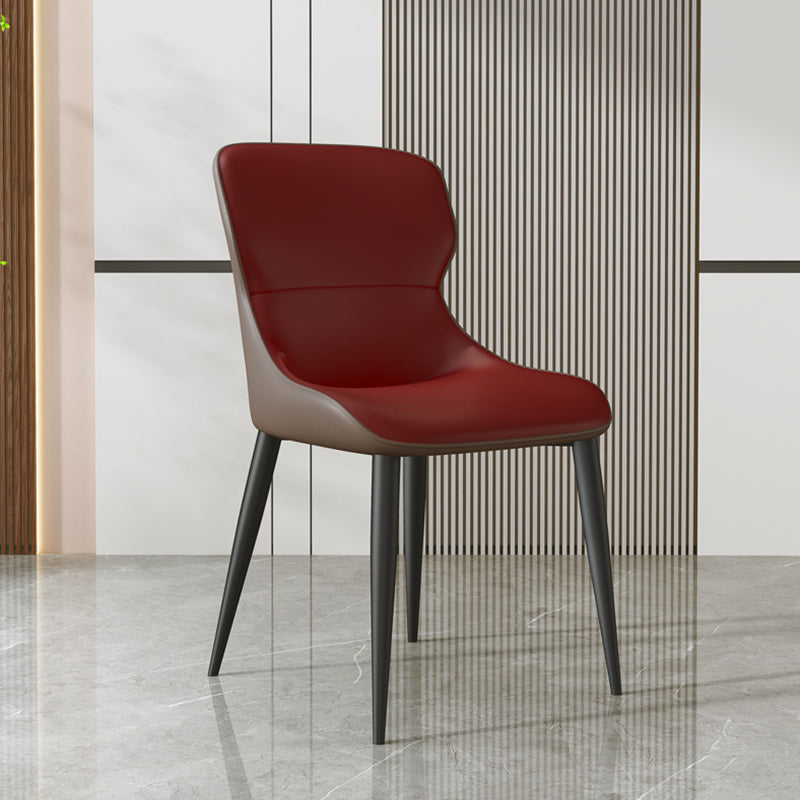 Modern Dining Room Chairs Armless Leather Dining Chairs for Home Red 1 Piece Clearhalo 'Dining Chairs' 'Dining Tables & Seating' 'dining_chair' 'furn' 'furn_dining_chair' 'Furniture' 'furniture_dining_chair' 'Kitchen & Dining Furniture' 4955206