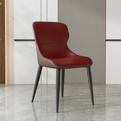 Modern Dining Room Chairs Armless Leather Dining Chairs for Home Red 1 Piece Clearhalo 'Dining Chairs' 'Dining Tables & Seating' 'dining_chair' 'furn' 'furn_dining_chair' 'Furniture' 'furniture_dining_chair' 'Kitchen & Dining Furniture' 4955206