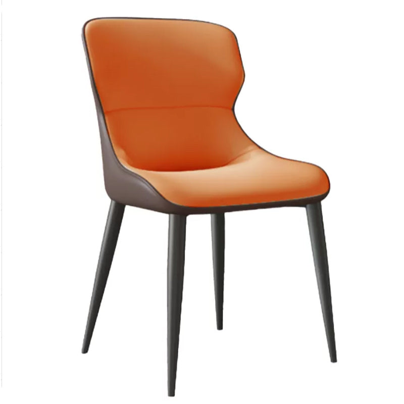 Modern Dining Room Chairs Armless Leather Dining Chairs for Home Orange 1 Piece Clearhalo 'Dining Chairs' 'Dining Tables & Seating' 'dining_chair' 'furn' 'furn_dining_chair' 'Furniture' 'furniture_dining_chair' 'Kitchen & Dining Furniture' 4955209