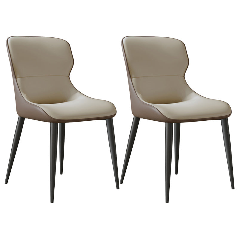 Modern Dining Room Chairs Armless Leather Dining Chairs for Home White 2 Piece Set Clearhalo 'Dining Chairs' 'Dining Tables & Seating' 'dining_chair' 'furn' 'furn_dining_chair' 'Furniture' 'furniture_dining_chair' 'Kitchen & Dining Furniture' 4955211