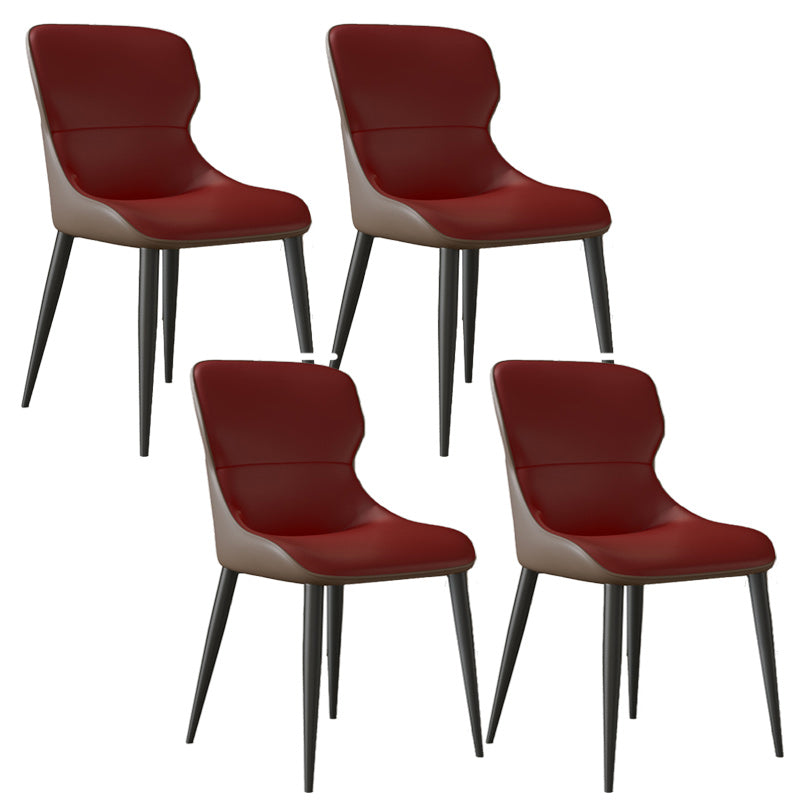 Modern Dining Room Chairs Armless Leather Dining Chairs for Home Red 4 Piece Set Clearhalo 'Dining Chairs' 'Dining Tables & Seating' 'dining_chair' 'furn' 'furn_dining_chair' 'Furniture' 'furniture_dining_chair' 'Kitchen & Dining Furniture' 4955217