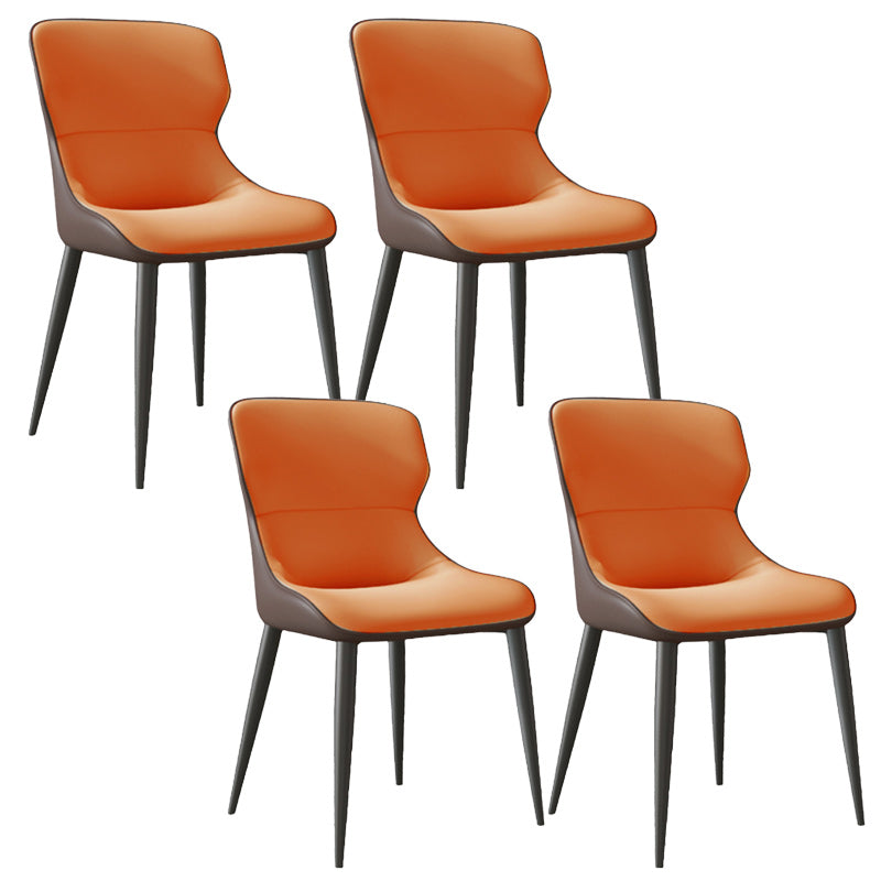 Modern Dining Room Chairs Armless Leather Dining Chairs for Home Orange 4 Piece Set Clearhalo 'Dining Chairs' 'Dining Tables & Seating' 'dining_chair' 'furn' 'furn_dining_chair' 'Furniture' 'furniture_dining_chair' 'Kitchen & Dining Furniture' 4955220
