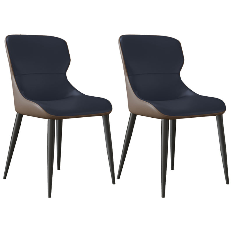 Modern Dining Room Chairs Armless Leather Dining Chairs for Home Blue 2 Piece Set Clearhalo 'Dining Chairs' 'Dining Tables & Seating' 'dining_chair' 'furn' 'furn_dining_chair' 'Furniture' 'furniture_dining_chair' 'Kitchen & Dining Furniture' 4955221