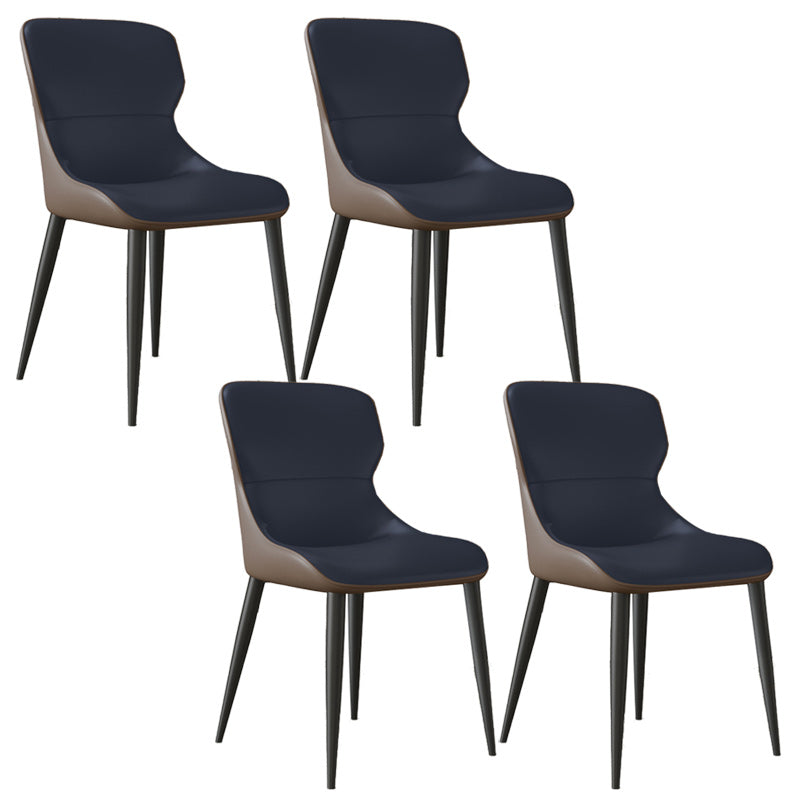 Modern Dining Room Chairs Armless Leather Dining Chairs for Home Blue 4 Piece Set Clearhalo 'Dining Chairs' 'Dining Tables & Seating' 'dining_chair' 'furn' 'furn_dining_chair' 'Furniture' 'furniture_dining_chair' 'Kitchen & Dining Furniture' 4955222