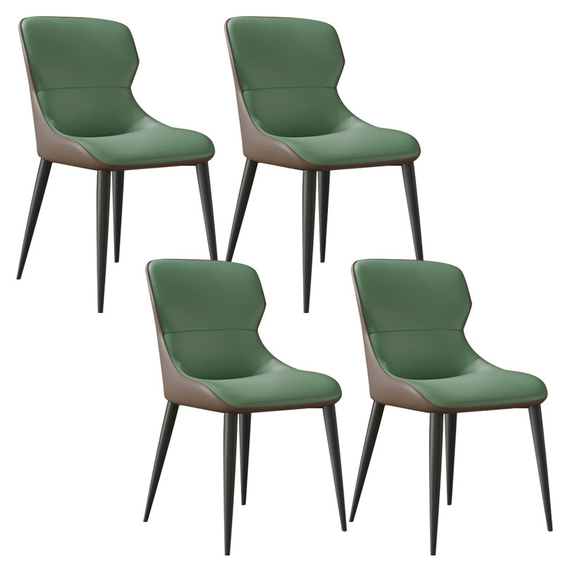 Modern Dining Room Chairs Armless Leather Dining Chairs for Home Green 4 Piece Set Clearhalo 'Dining Chairs' 'Dining Tables & Seating' 'dining_chair' 'furn' 'furn_dining_chair' 'Furniture' 'furniture_dining_chair' 'Kitchen & Dining Furniture' 4955224