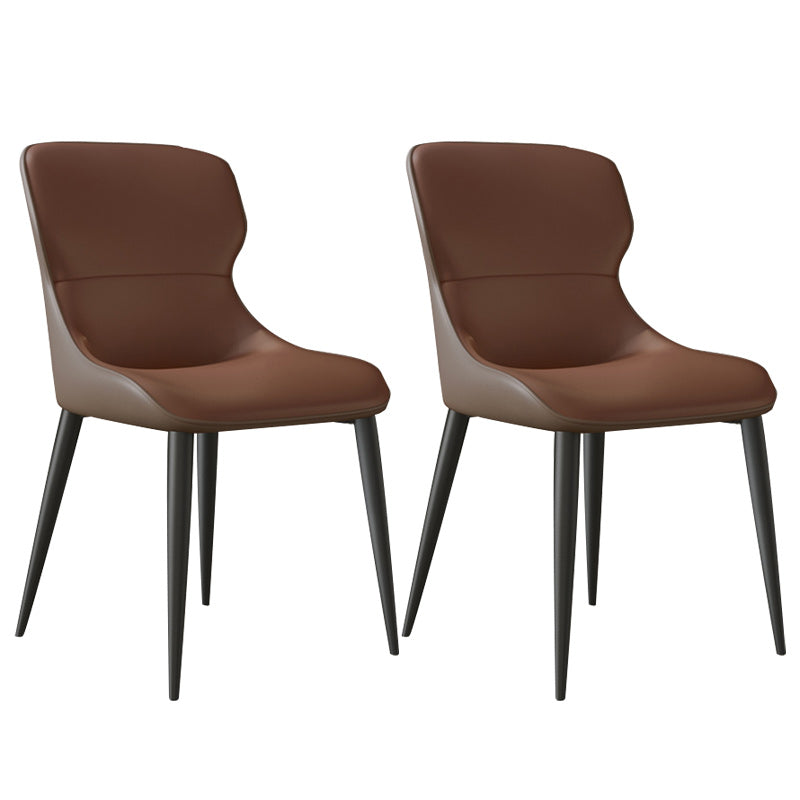 Modern Dining Room Chairs Armless Leather Dining Chairs for Home Dark Brown 2 Piece Set Clearhalo 'Dining Chairs' 'Dining Tables & Seating' 'dining_chair' 'furn' 'furn_dining_chair' 'Furniture' 'furniture_dining_chair' 'Kitchen & Dining Furniture' 4955227