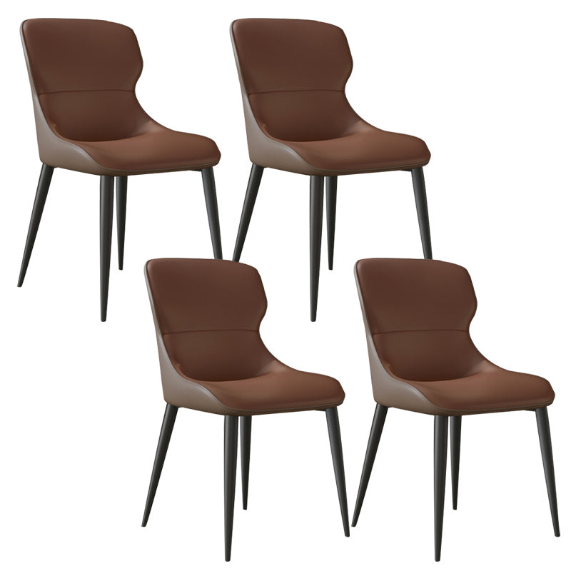 Modern Dining Room Chairs Armless Leather Dining Chairs for Home Dark Brown 4 Piece Set Clearhalo 'Dining Chairs' 'Dining Tables & Seating' 'dining_chair' 'furn' 'furn_dining_chair' 'Furniture' 'furniture_dining_chair' 'Kitchen & Dining Furniture' 4955228