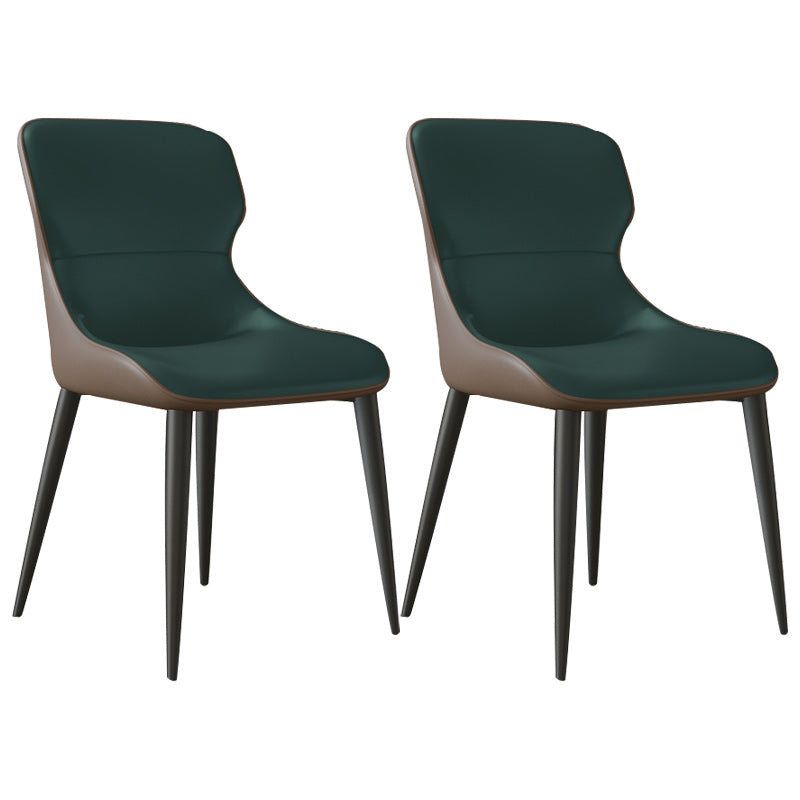 Modern Dining Room Chairs Armless Leather Dining Chairs for Home Blackish Green 2 Piece Set Clearhalo 'Dining Chairs' 'Dining Tables & Seating' 'dining_chair' 'furn' 'furn_dining_chair' 'Furniture' 'furniture_dining_chair' 'Kitchen & Dining Furniture' 4955229