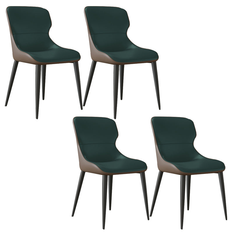 Modern Dining Room Chairs Armless Leather Dining Chairs for Home Blackish Green 4 Piece Set Clearhalo 'Dining Chairs' 'Dining Tables & Seating' 'dining_chair' 'furn' 'furn_dining_chair' 'Furniture' 'furniture_dining_chair' 'Kitchen & Dining Furniture' 4955230