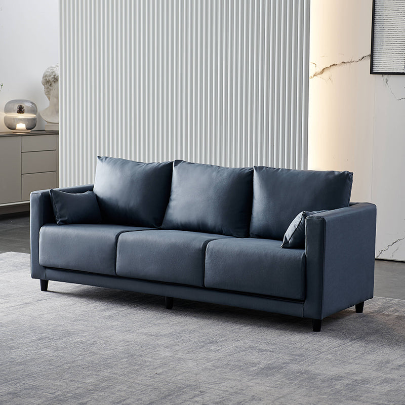29.53" H Square Arm Sofa with Loose Back Slipcovered Sofa for Living Room Dark Gray Faux Leather Clearhalo 'furn' 'furn_sofas' 'Furniture' 'furniture_sofas' 'Living Room Furniture' 'Sofa' 'sofas' 4955244
