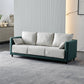 29.53" H Square Arm Sofa with Loose Back Slipcovered Sofa for Living Room Green-White Faux Leather Clearhalo 'furn' 'furn_sofas' 'Furniture' 'furniture_sofas' 'Living Room Furniture' 'Sofa' 'sofas' 4955248