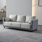 29.53" H Square Arm Sofa with Loose Back Slipcovered Sofa for Living Room Light Gray-White Faux Leather Clearhalo 'furn' 'furn_sofas' 'Furniture' 'furniture_sofas' 'Living Room Furniture' 'Sofa' 'sofas' 4955254