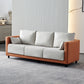 29.53" H Square Arm Sofa with Loose Back Slipcovered Sofa for Living Room Orange White Faux Leather Clearhalo 'furn' 'furn_sofas' 'Furniture' 'furniture_sofas' 'Living Room Furniture' 'Sofa' 'sofas' 4955255
