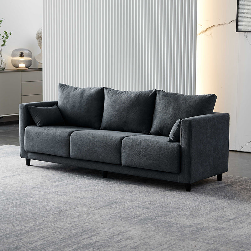 29.53" H Square Arm Sofa with Loose Back Slipcovered Sofa for Living Room Dark Gray Linen Blend Clearhalo 'furn' 'furn_sofas' 'Furniture' 'furniture_sofas' 'Living Room Furniture' 'Sofa' 'sofas' 4955260