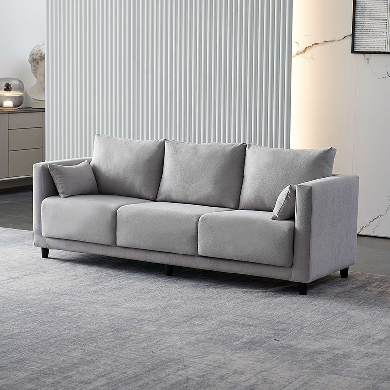29.53" H Square Arm Sofa with Loose Back Slipcovered Sofa for Living Room Light Gray Linen Blend Clearhalo 'furn' 'furn_sofas' 'Furniture' 'furniture_sofas' 'Living Room Furniture' 'Sofa' 'sofas' 4955261