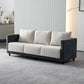 29.53" H Square Arm Sofa with Loose Back Slipcovered Sofa for Living Room Dark Gray-White Linen Blend Clearhalo 'furn' 'furn_sofas' 'Furniture' 'furniture_sofas' 'Living Room Furniture' 'Sofa' 'sofas' 4955264