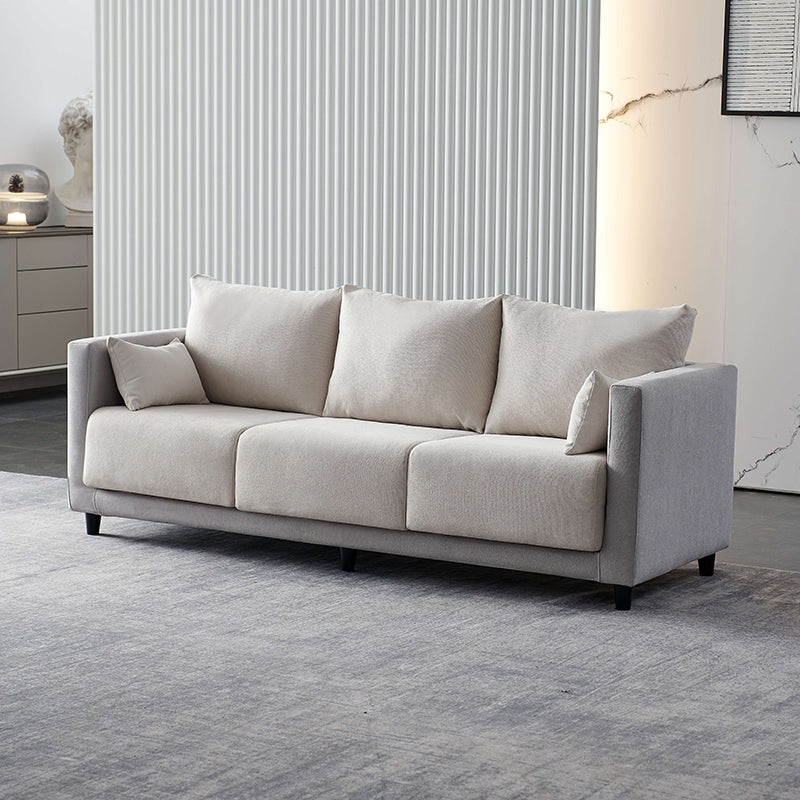 29.53" H Square Arm Sofa with Loose Back Slipcovered Sofa for Living Room Light Gray-White Linen Blend Clearhalo 'furn' 'furn_sofas' 'Furniture' 'furniture_sofas' 'Living Room Furniture' 'Sofa' 'sofas' 4955265