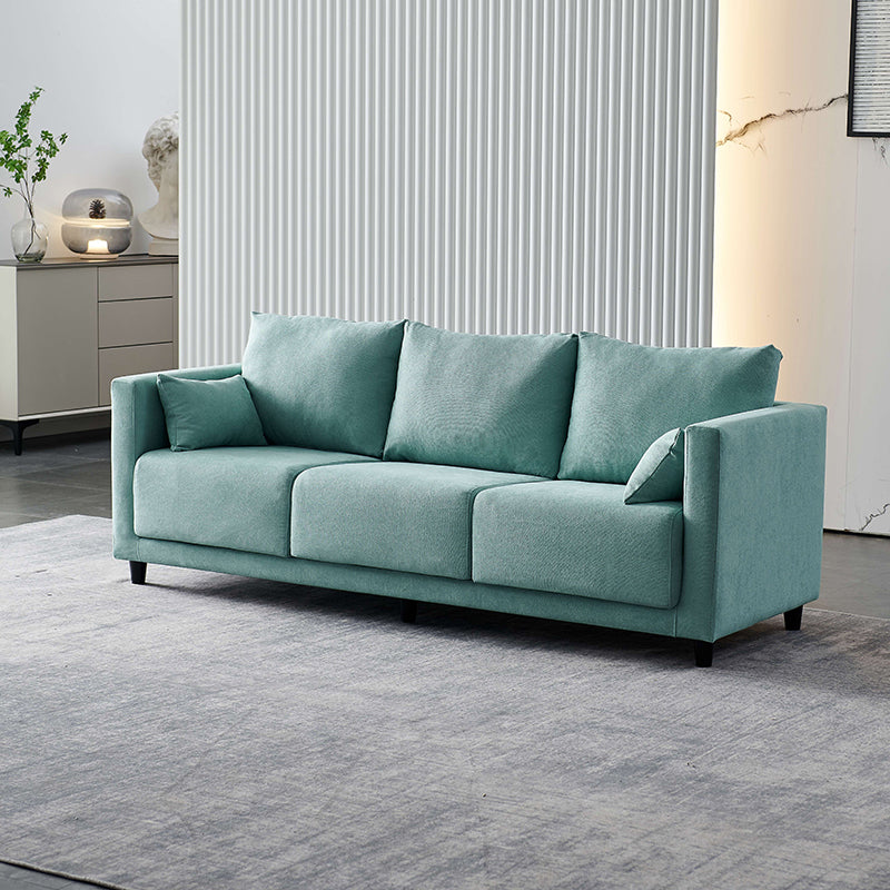 29.53" H Square Arm Sofa with Loose Back Slipcovered Sofa for Living Room Mint Green Linen Blend Clearhalo 'furn' 'furn_sofas' 'Furniture' 'furniture_sofas' 'Living Room Furniture' 'Sofa' 'sofas' 4955267