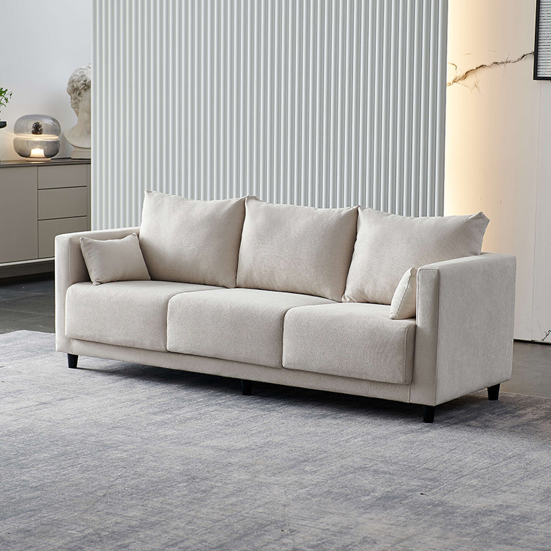 29.53" H Square Arm Sofa with Loose Back Slipcovered Sofa for Living Room Off-White Linen Blend Clearhalo 'furn' 'furn_sofas' 'Furniture' 'furniture_sofas' 'Living Room Furniture' 'Sofa' 'sofas' 4955268