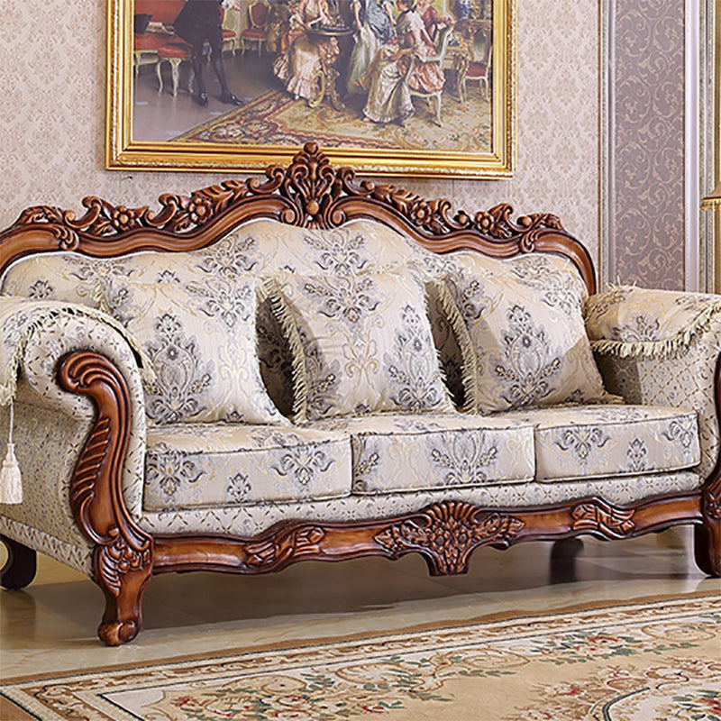 49" High Rustic Rolled Arm Sofa Linen Curved Sofa with Camel Back for Apartment Purple White Clearhalo 'furn' 'furn_sofas' 'Furniture' 'furniture_sofas' 'Living Room Furniture' 'Sofa' 'sofas' 4955273