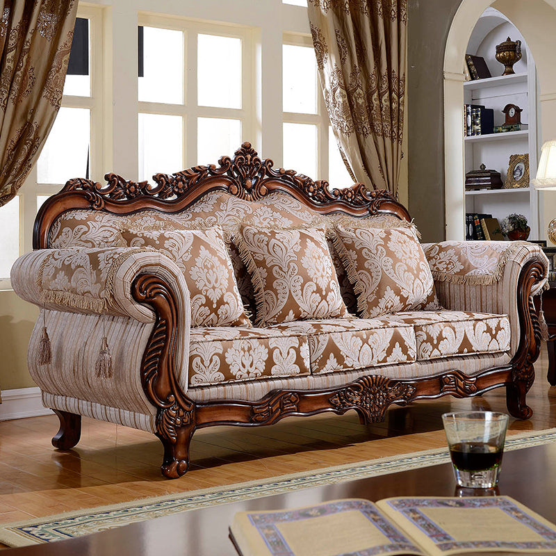 49" High Rustic Rolled Arm Sofa Linen Curved Sofa with Camel Back for Apartment White-Brown Clearhalo 'furn' 'furn_sofas' 'Furniture' 'furniture_sofas' 'Living Room Furniture' 'Sofa' 'sofas' 4955279