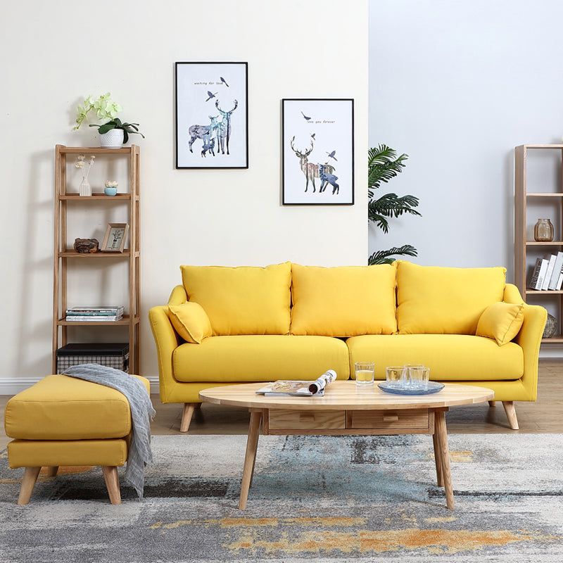 Modern Cotton Blend Loose Back Sofa 33"W Sloped Arm Sofa with Multiple Cushions Clearhalo 'furn' 'furn_sofas' 'Furniture' 'furniture_sofas' 'Living Room Furniture' 'Sofa' 'sofas' 4955326