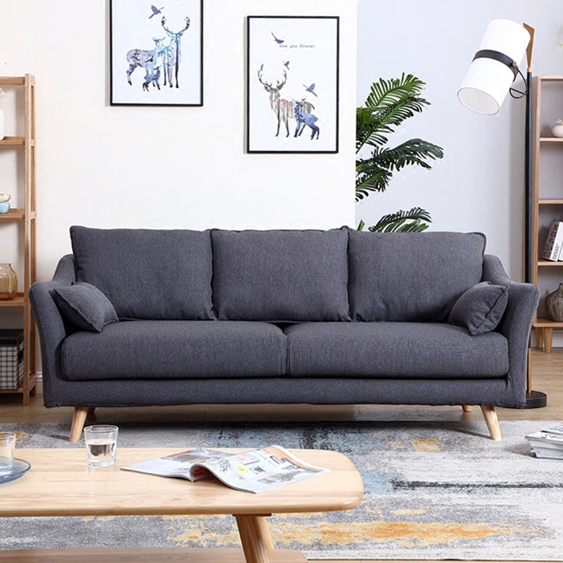 Modern Cotton Blend Loose Back Sofa 33"W Sloped Arm Sofa with Multiple Cushions Dark Gray Clearhalo 'furn' 'furn_sofas' 'Furniture' 'furniture_sofas' 'Living Room Furniture' 'Sofa' 'sofas' 4955334