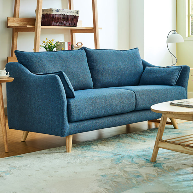 Modern Cotton Blend Loose Back Sofa 33"W Sloped Arm Sofa with Multiple Cushions Clearhalo 'furn' 'furn_sofas' 'Furniture' 'furniture_sofas' 'Living Room Furniture' 'Sofa' 'sofas' 4955335