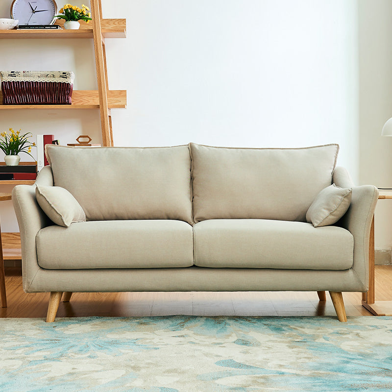Modern Cotton Blend Loose Back Sofa 33"W Sloped Arm Sofa with Multiple Cushions Off-White Clearhalo 'furn' 'furn_sofas' 'Furniture' 'furniture_sofas' 'Living Room Furniture' 'Sofa' 'sofas' 4955336