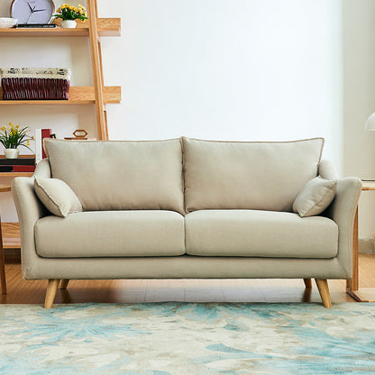 Modern Cotton Blend Loose Back Sofa 33"W Sloped Arm Sofa with Multiple Cushions Off-White Clearhalo 'furn' 'furn_sofas' 'Furniture' 'furniture_sofas' 'Living Room Furniture' 'Sofa' 'sofas' 4955336