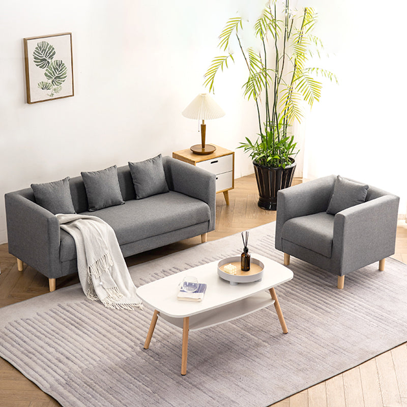 23.23" H Linen Square Arm Sofa with Tight Back Sofa for Living Room, Apartment Clearhalo 'furn' 'furn_sofas' 'Furniture' 'furniture_sofas' 'Living Room Furniture' 'Sofa' 'sofas' 4955348