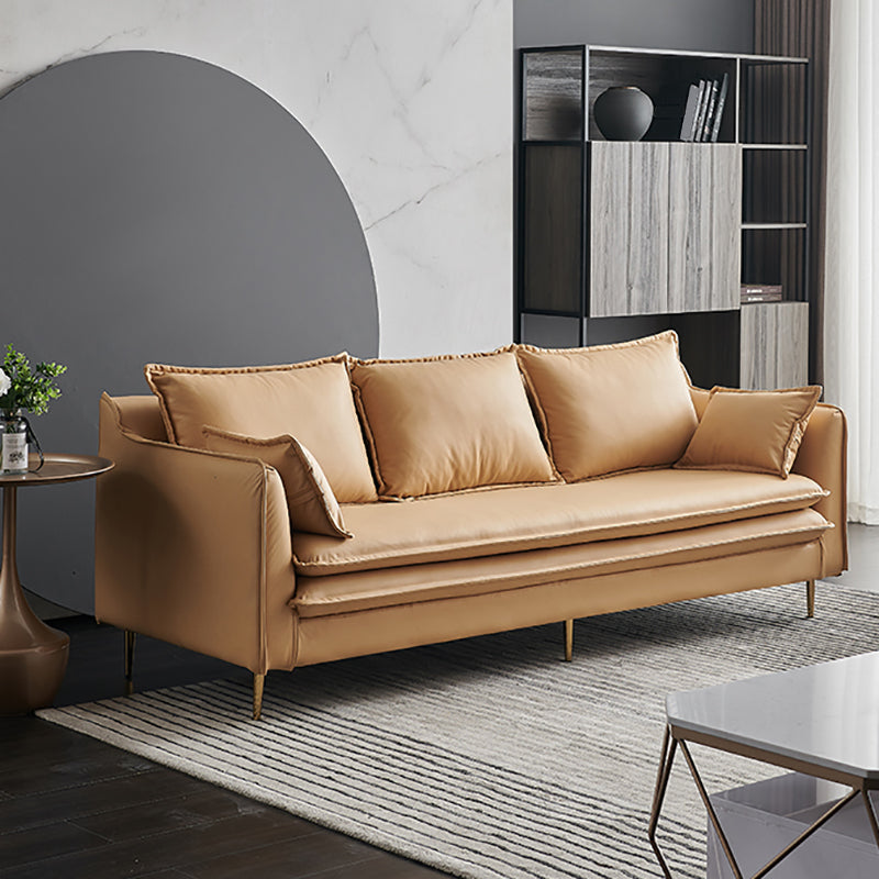 28" High Faux Leather Modern Square Arm Standard Sofa with Loose Back Stain Resistant Clearhalo 'furn' 'furn_sofas' 'Furniture' 'furniture_sofas' 'Living Room Furniture' 'Sofa' 'sofas' 4955383