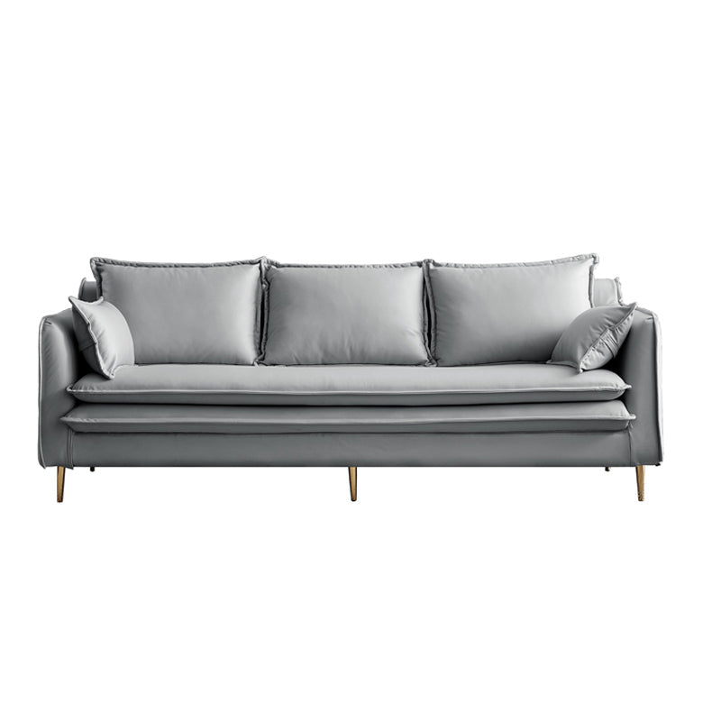 28" High Faux Leather Modern Square Arm Standard Sofa with Loose Back Stain Resistant Light Gray Clearhalo 'furn' 'furn_sofas' 'Furniture' 'furniture_sofas' 'Living Room Furniture' 'Sofa' 'sofas' 4955385