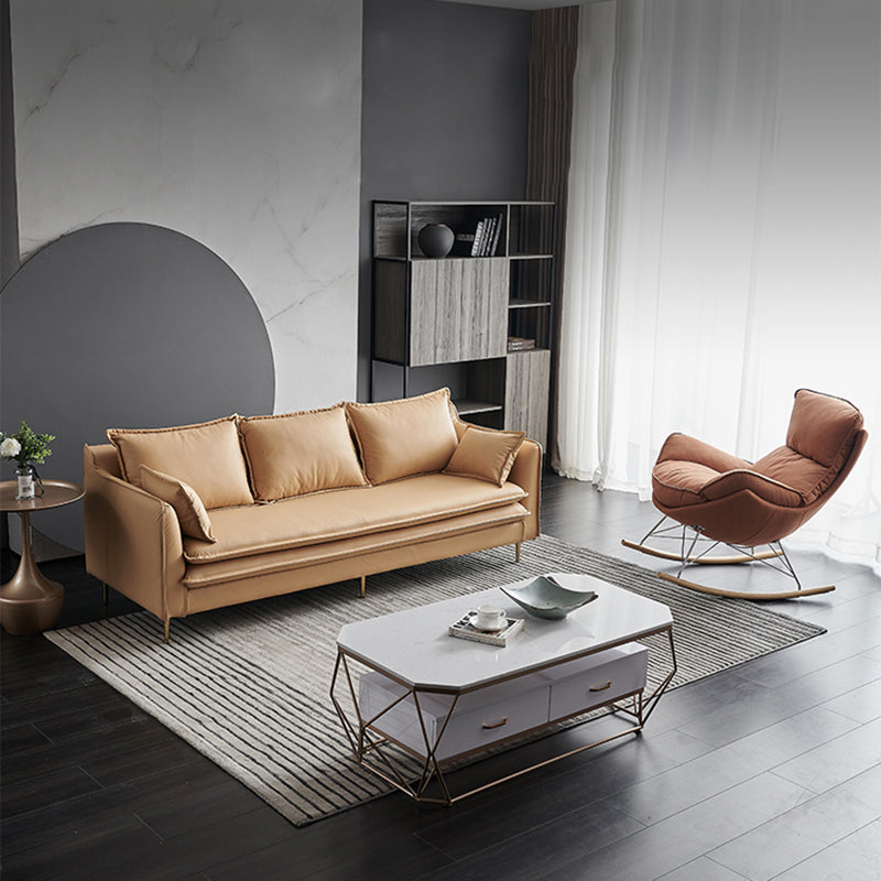 28" High Faux Leather Modern Square Arm Standard Sofa with Loose Back Stain Resistant Clearhalo 'furn' 'furn_sofas' 'Furniture' 'furniture_sofas' 'Living Room Furniture' 'Sofa' 'sofas' 4955386