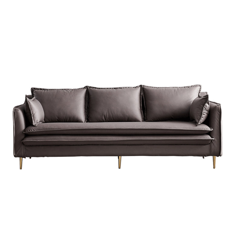 28" High Faux Leather Modern Square Arm Standard Sofa with Loose Back Stain Resistant Brown Clearhalo 'furn' 'furn_sofas' 'Furniture' 'furniture_sofas' 'Living Room Furniture' 'Sofa' 'sofas' 4955388