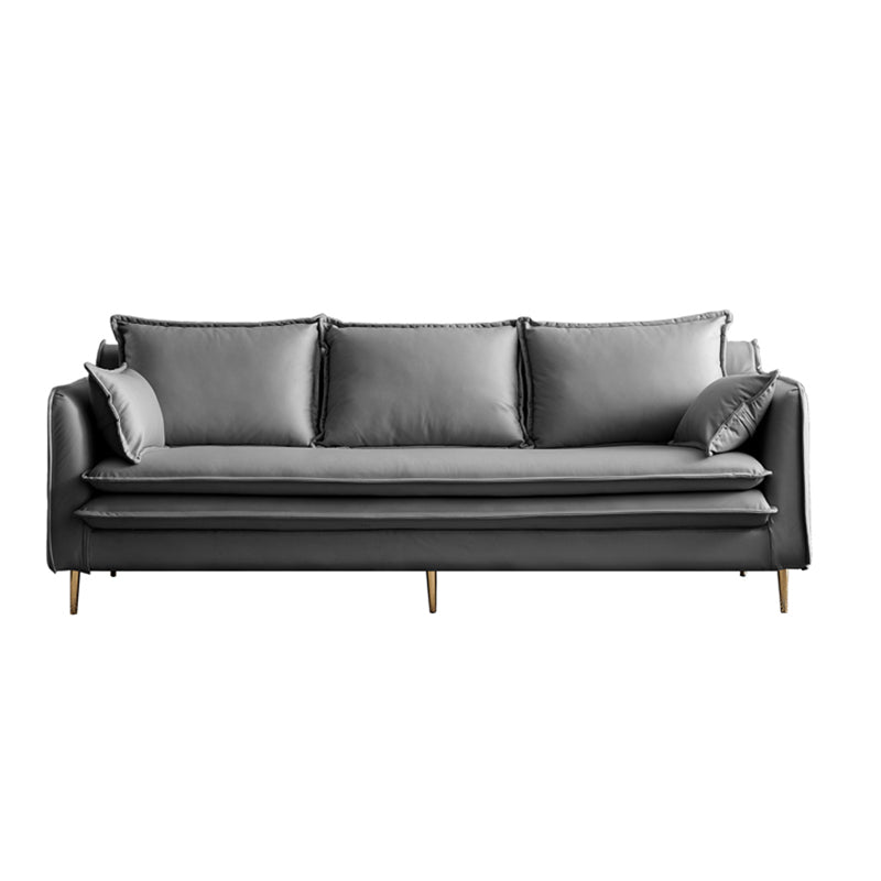 28" High Faux Leather Modern Square Arm Standard Sofa with Loose Back Stain Resistant Dark Gray Clearhalo 'furn' 'furn_sofas' 'Furniture' 'furniture_sofas' 'Living Room Furniture' 'Sofa' 'sofas' 4955390