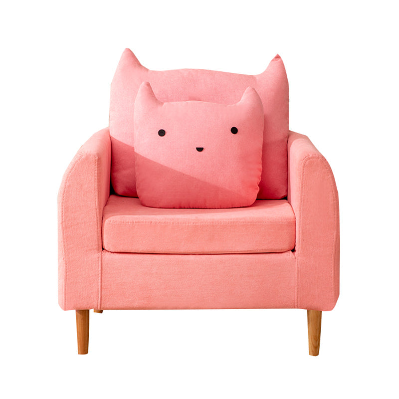 Loose Back Square Arm Standard Sofa 25.5"W Cotton Blend Sofa for Living Room 28"L x 33.5"W x 29.5"H Pink Clearhalo 'furn' 'furn_sofas' 'Furniture' 'furniture_sofas' 'Living Room Furniture' 'Sofa' 'sofas' 4955404