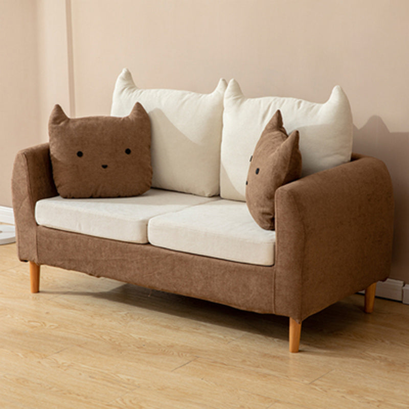 Loose Back Square Arm Standard Sofa 25.5"W Cotton Blend Sofa for Living Room Coffee White Clearhalo 'furn' 'furn_sofas' 'Furniture' 'furniture_sofas' 'Living Room Furniture' 'Sofa' 'sofas' 4955405