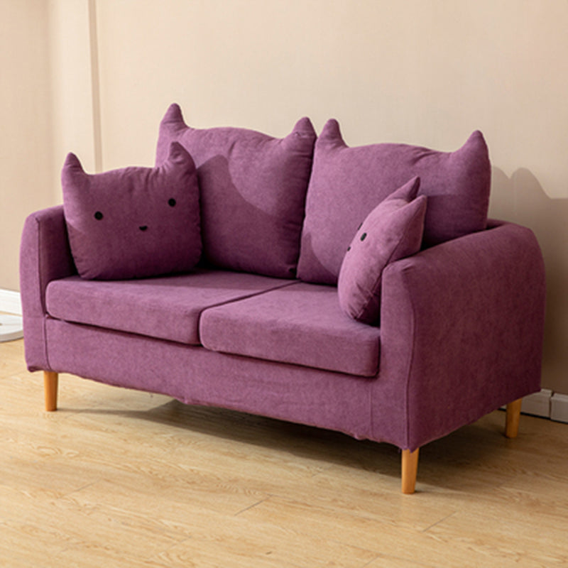 Loose Back Square Arm Standard Sofa 25.5"W Cotton Blend Sofa for Living Room Violet Clearhalo 'furn' 'furn_sofas' 'Furniture' 'furniture_sofas' 'Living Room Furniture' 'Sofa' 'sofas' 4955407