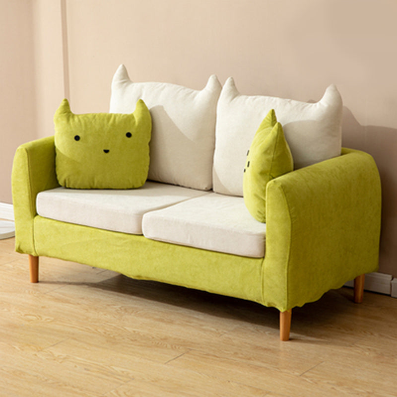 Loose Back Square Arm Standard Sofa 25.5"W Cotton Blend Sofa for Living Room Green White Clearhalo 'furn' 'furn_sofas' 'Furniture' 'furniture_sofas' 'Living Room Furniture' 'Sofa' 'sofas' 4955420