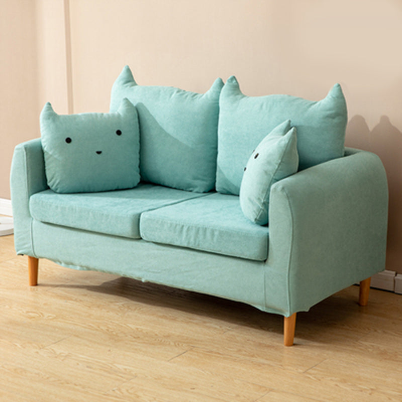 Loose Back Square Arm Standard Sofa 25.5"W Cotton Blend Sofa for Living Room Sky Blue Clearhalo 'furn' 'furn_sofas' 'Furniture' 'furniture_sofas' 'Living Room Furniture' 'Sofa' 'sofas' 4955421