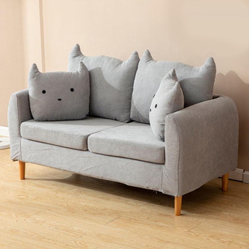Loose Back Square Arm Standard Sofa 25.5"W Cotton Blend Sofa for Living Room Gray Clearhalo 'furn' 'furn_sofas' 'Furniture' 'furniture_sofas' 'Living Room Furniture' 'Sofa' 'sofas' 4955426
