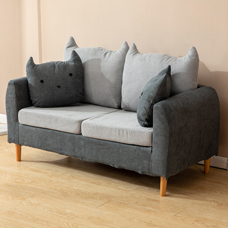 Loose Back Square Arm Standard Sofa 25.5"W Cotton Blend Sofa for Living Room Dark Light Grey Clearhalo 'furn' 'furn_sofas' 'Furniture' 'furniture_sofas' 'Living Room Furniture' 'Sofa' 'sofas' 4955430